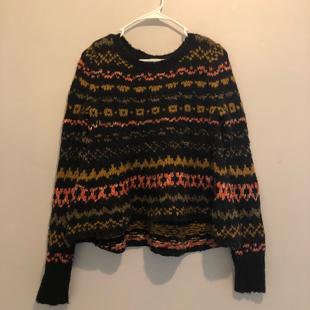 Colorful free people thick sweater with peplum!